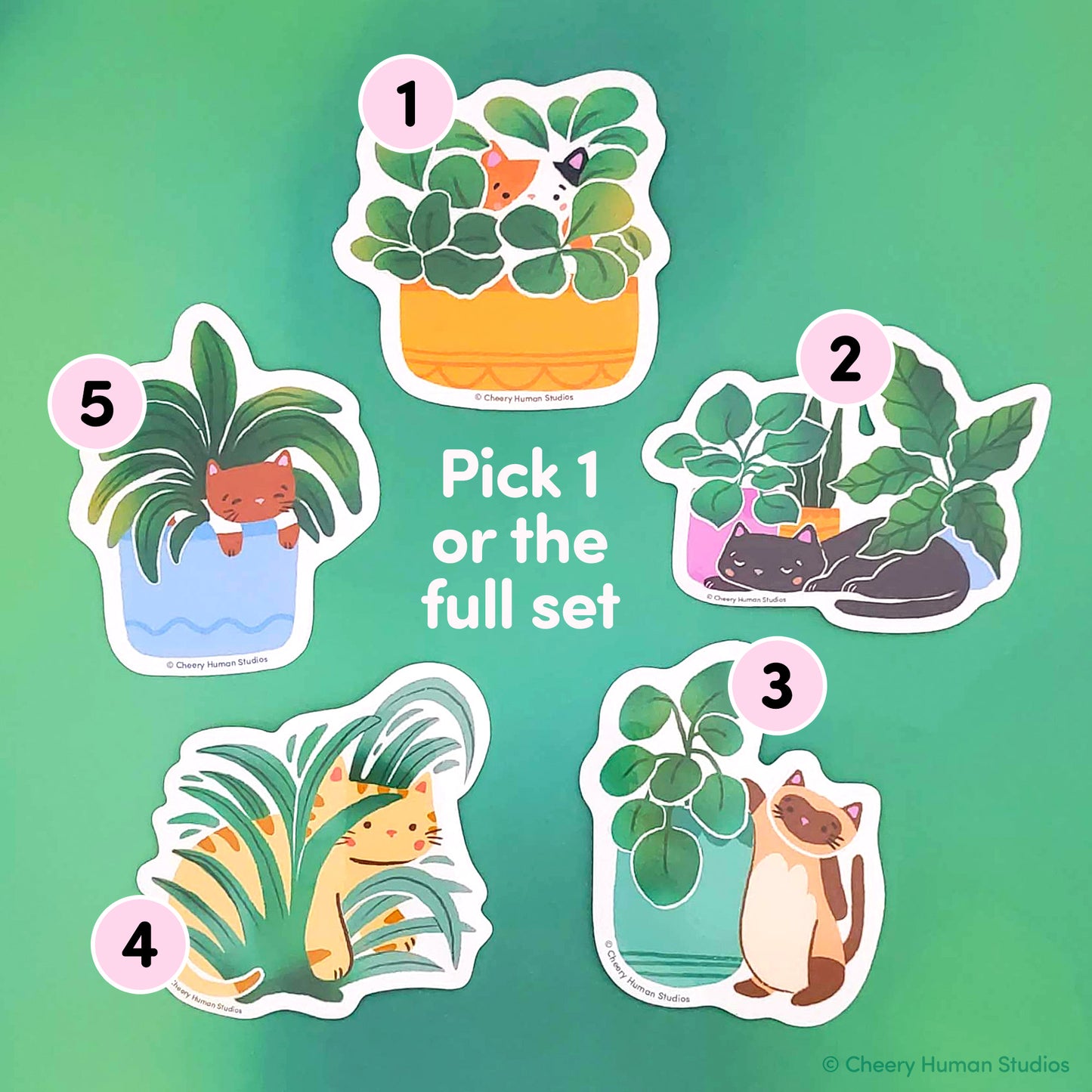 Cats & Plants - Handmade Vinyl Stickers