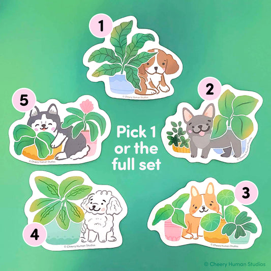 Dogs & Plants - Handmade Vinyl Stickers