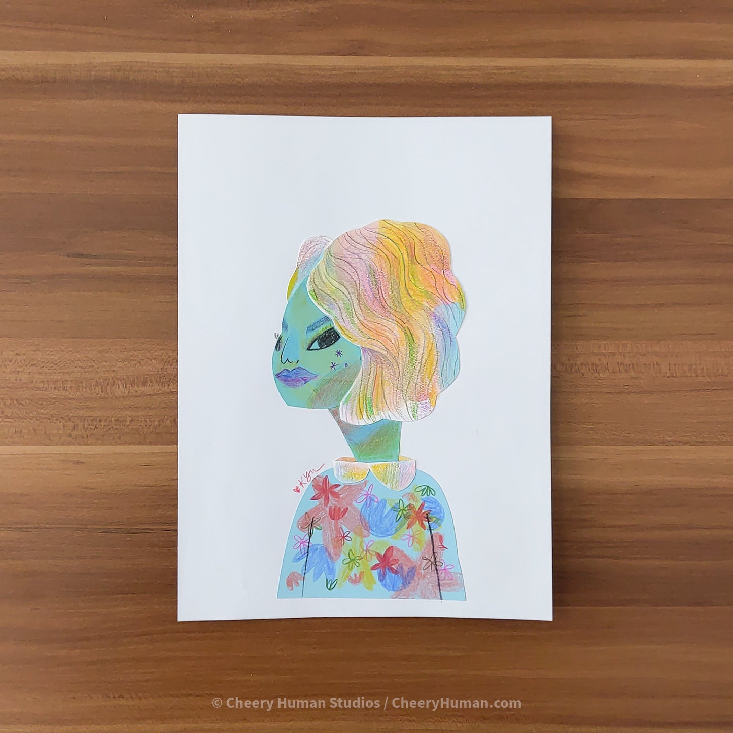 *PAPER ART ORIGINAL* Side Eye - Original Paper Cut Artwork ✺ Watercolor - Acryla Gouache - Colored Pencil Art