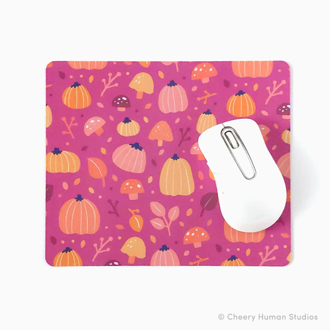 Pink & Orange Pumpkins Mouse Pad  | Adorable Halloween Mouse Mat
