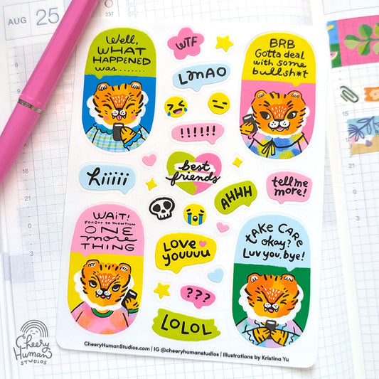 BFF Chats - Transparent Vinyl Sticker Sheet