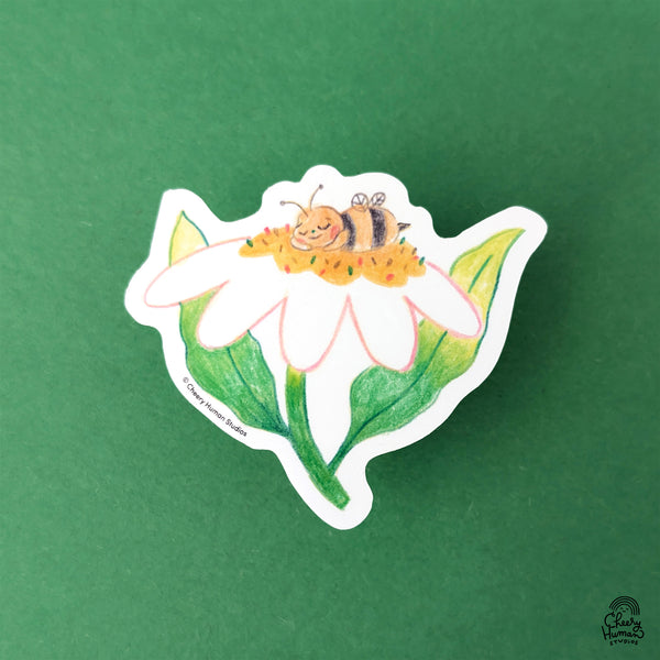 Sleepy Bee - Handmade Vinyl Sticker