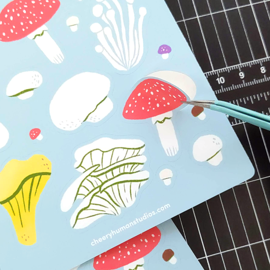 Mushrooms - Decorative Sticker Sheet | Single Sticker Sheet or Pack of 5
