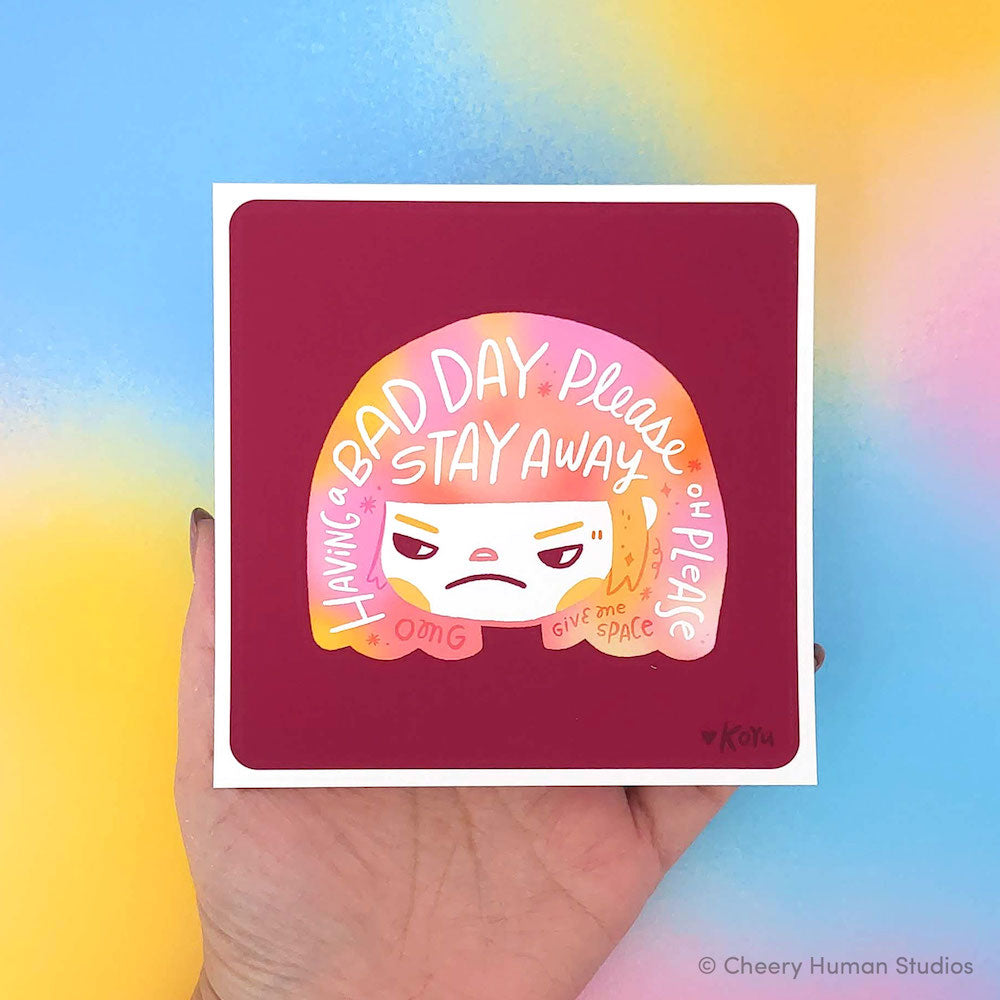 Hair Emotions 2: Bad Day - 5x5 Art Print