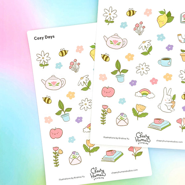 Cozy Days - Sticker Sheet | Single Sticker Sheet or Pack of 5