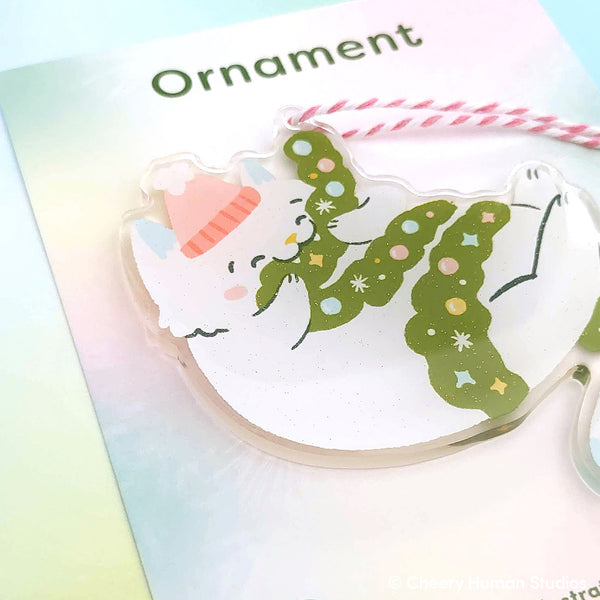 Cat & Garland Ornament | Holiday Ornament