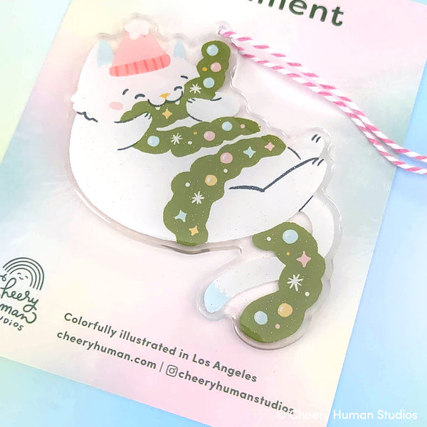 Cat & Garland Ornament | Holiday Ornament