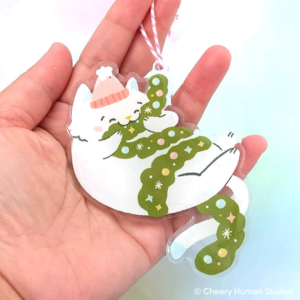 Cat & Garland Ornament | Holiday Ornament