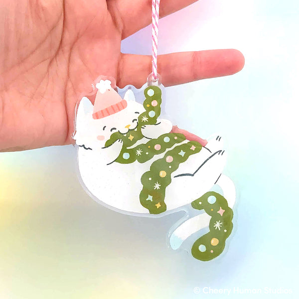 Cat & Garland Ornament | Holiday Ornament