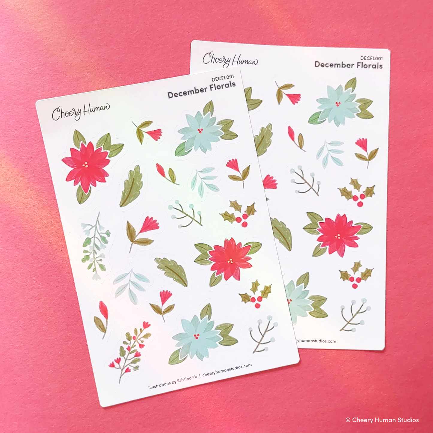 December Florals | Winter Stickers | Sticker Sheet