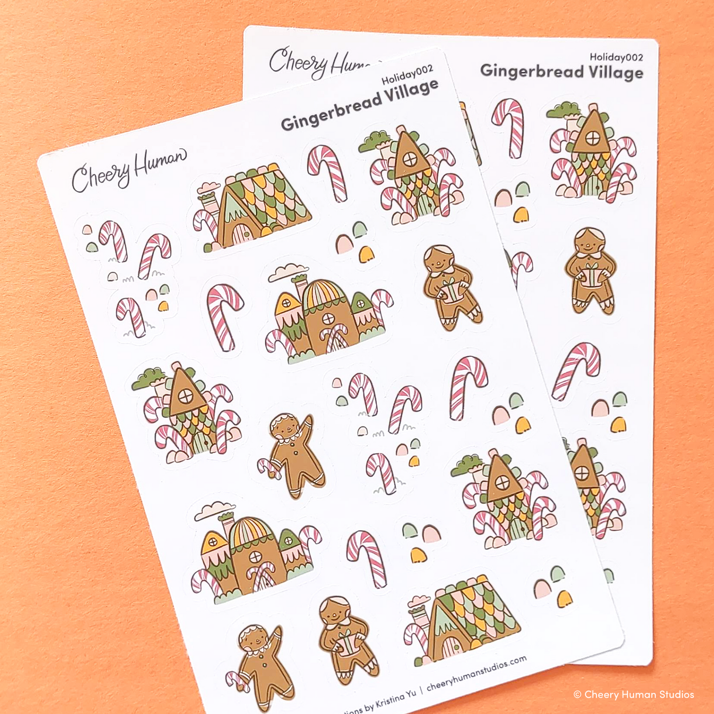 Gingerbread Village Sticker Sheet | Winter Stickers | Holiday Stickers | Sticker Sheet