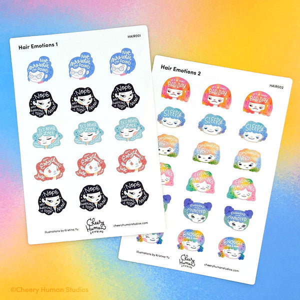 Hair Emotions 1 & 2: Sticker Sheet Set