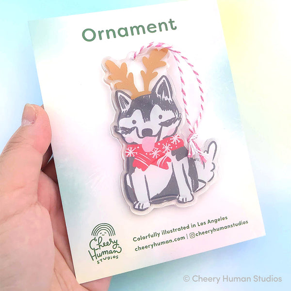 Holiday Husky Ornament | Holiday Ornament