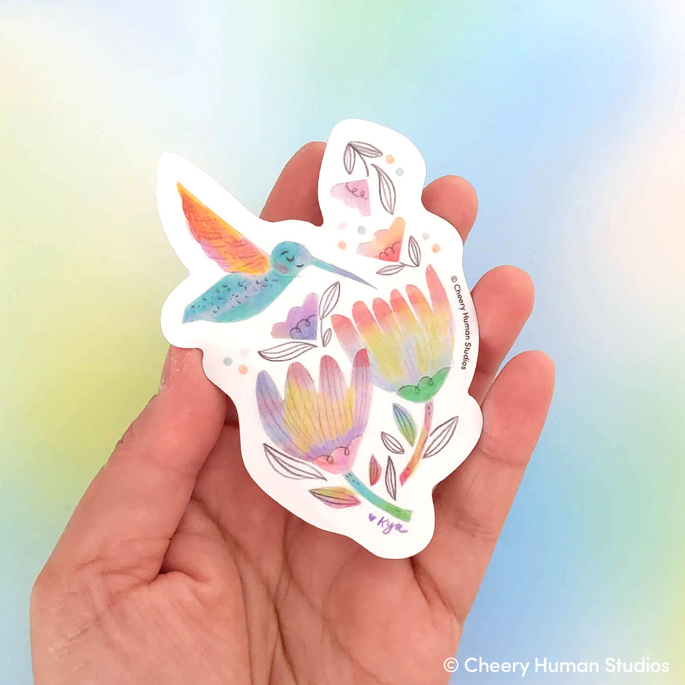 Hummingbird - Paper Art - Handmade Vinyl Sticker