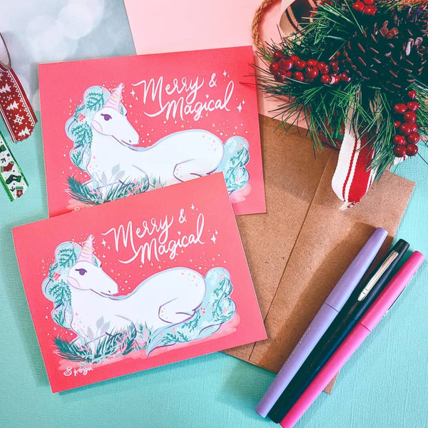 Merry & Magical Unicorn - Holiday Greeting Card