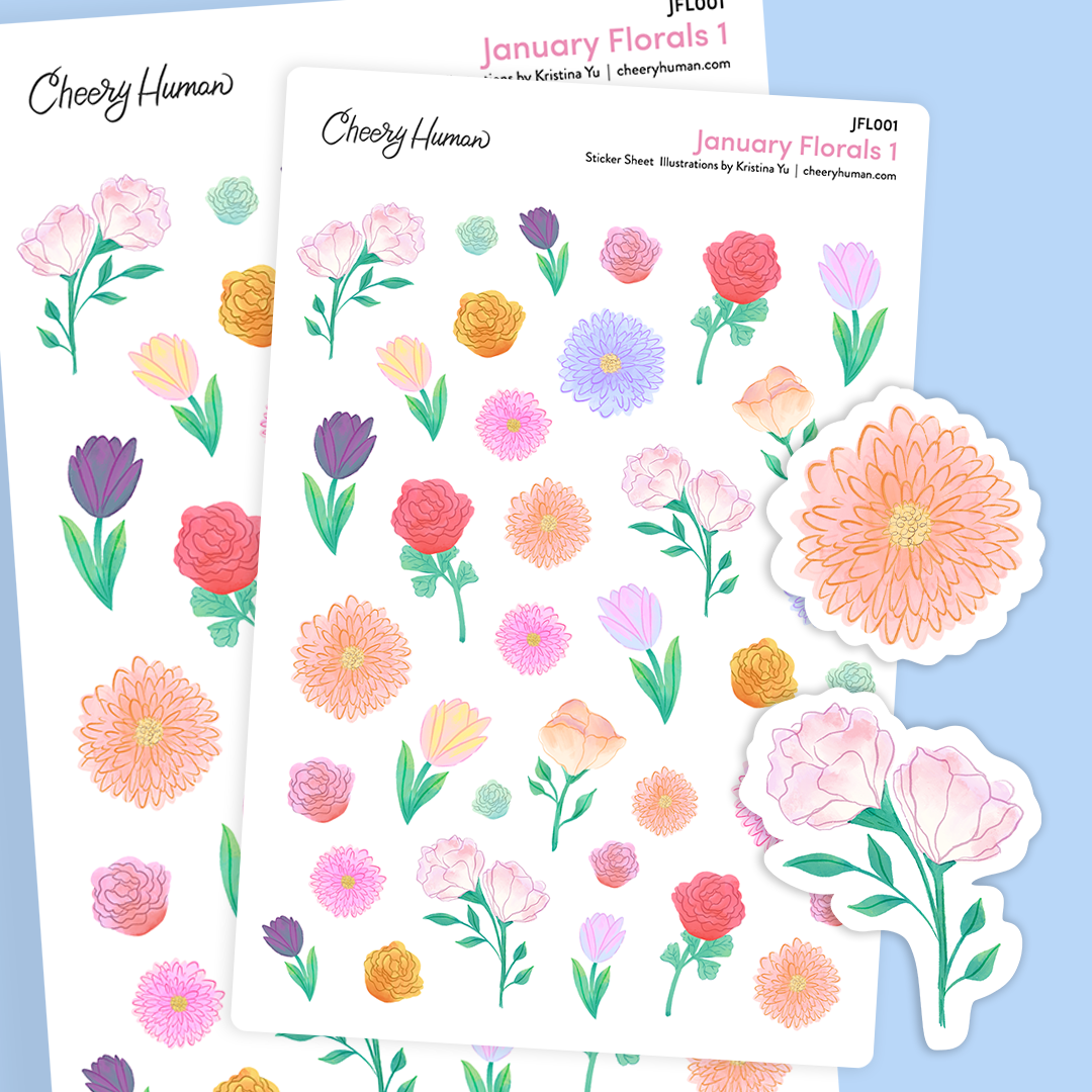 January Florals #1 Sticker Sheet