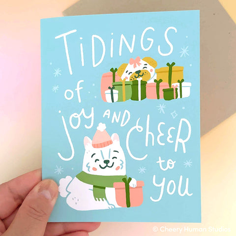 Tidings of Joy and Cheer - Dog Holiday Greeting Card