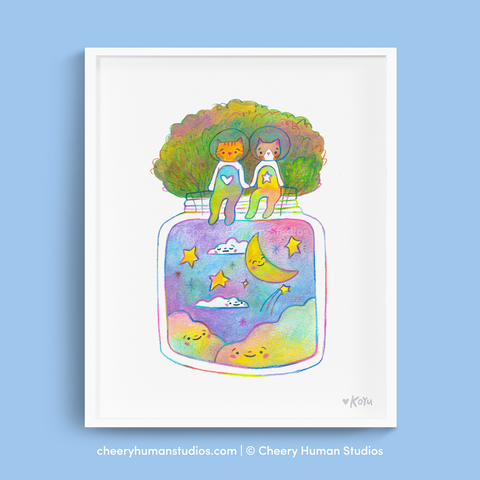 Tiny Worlds + Cats: Space - Art Print
