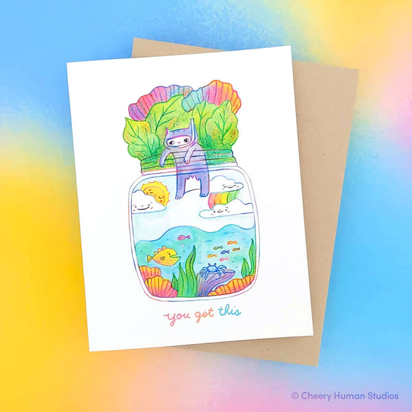 You Got This  | Tiny Worlds + Cats Greeting Card