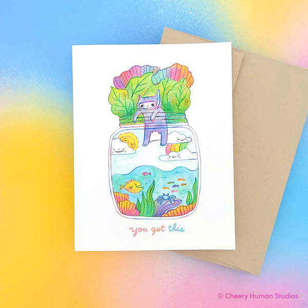 You Got This  | Tiny Worlds + Cats Greeting Card