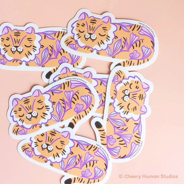 Sleepy Tiger - Handmade Vinyl Sticker