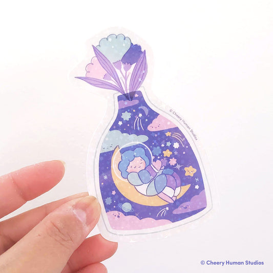 Celestial Nap Time (Starry Holographic) - Handmade Vinyl Sticker