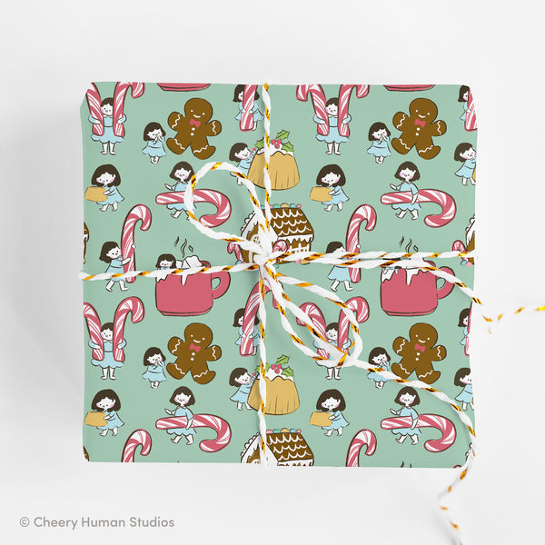 Holiday Treats Gift Wrap - Folded Flat Pack of 2 Sheets