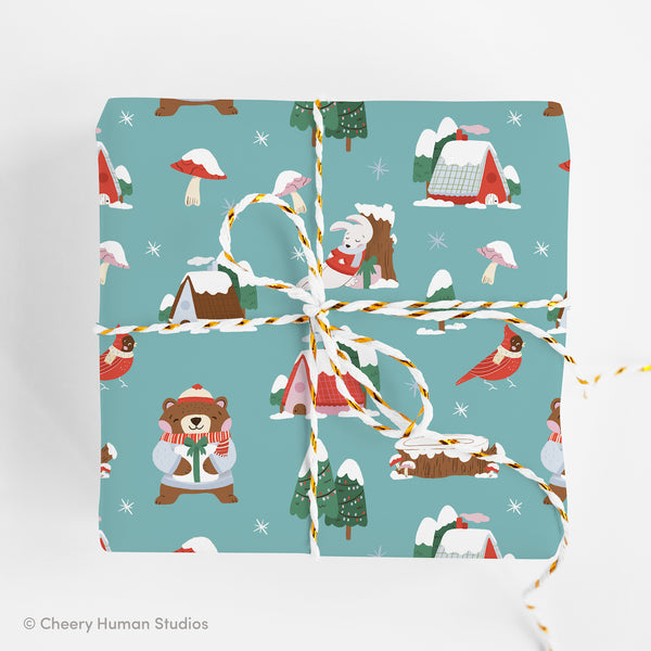 Winter Forest Gift Wrap - Folded Flat Pack of 2 Sheets