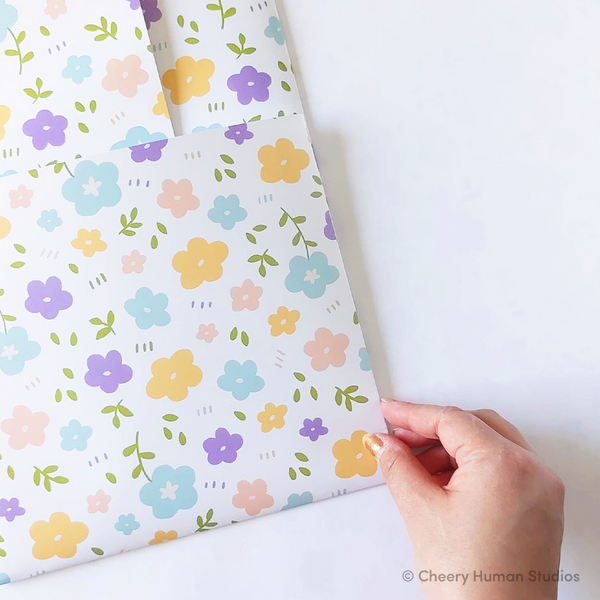 Springtime Florals - Gift Wrap | Folded Flat Pack of 2 Sheets