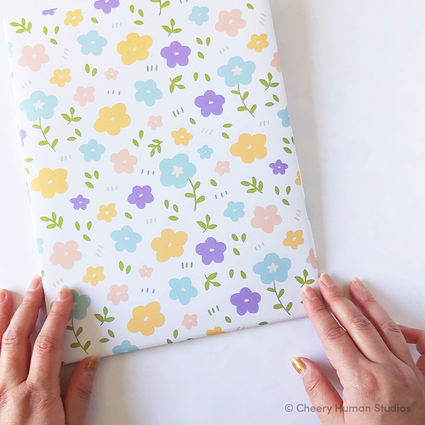 Springtime Florals - Gift Wrap | Folded Flat Pack of 2 Sheets