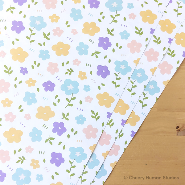 Springtime Florals - Gift Wrap | Folded Flat Pack of 2 Sheets