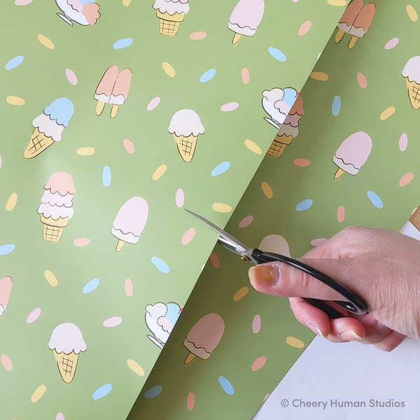 Ice Cream - Gift Wrap | Folded Flat Pack of 2 Sheets