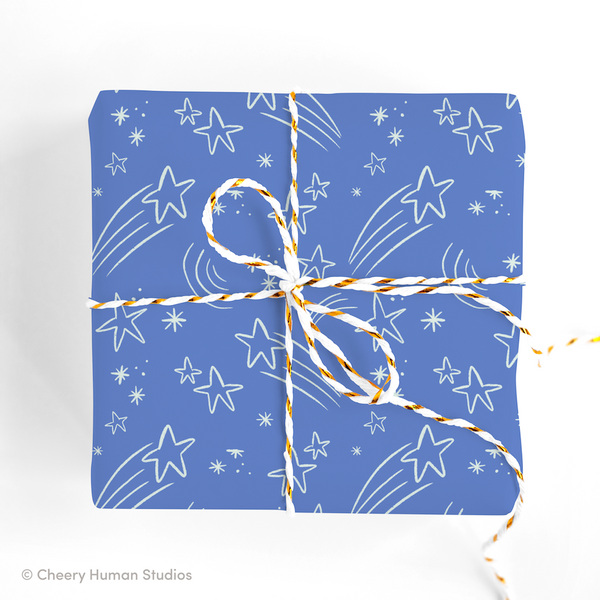 Shooting Stars - Gift Wrap | Folded Flat Pack of 2 Sheets