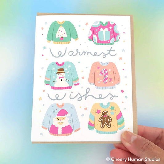 Warmest Wishes Holiday Sweaters - Holiday Greeting Card