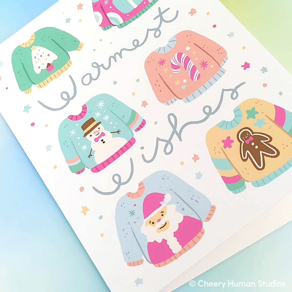 Warmest Wishes Holiday Sweaters - Holiday Greeting Card