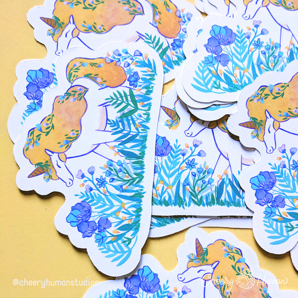 Sunshine the Unicorn - Handmade Vinyl Sticker