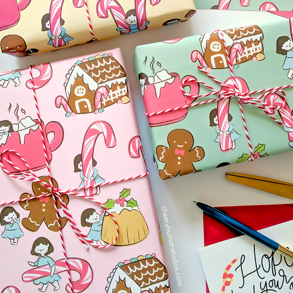 Holiday Treats Gift Wrap - Folded Flat Pack of 2 Sheets