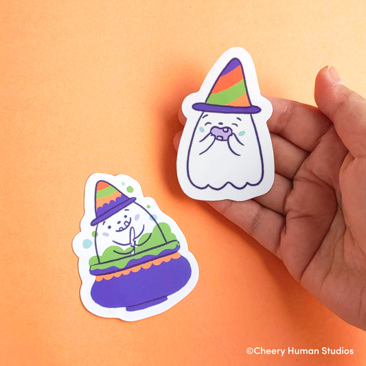 Ghost Pals - Set of 2 Handmade Vinyl Stickers | Ghost Halloween Stickers