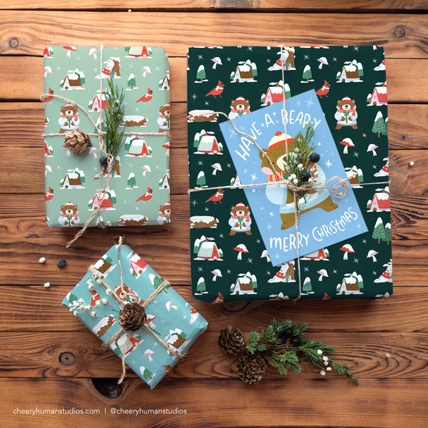 Winter Forest Gift Wrap - Folded Flat Pack of 2 Sheets