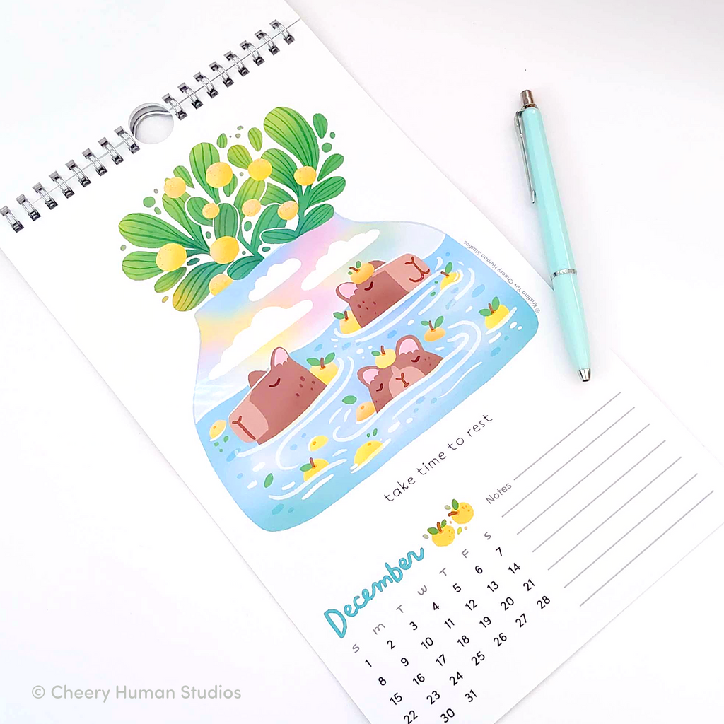 Kindness + Care 2024 Wall Calendar Cheery Human Studios