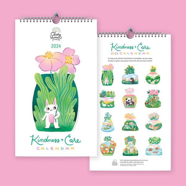 PRE-ORDER | Kindness + Care 2024 Wall Calendar (includes free vinyl sticker gift)
