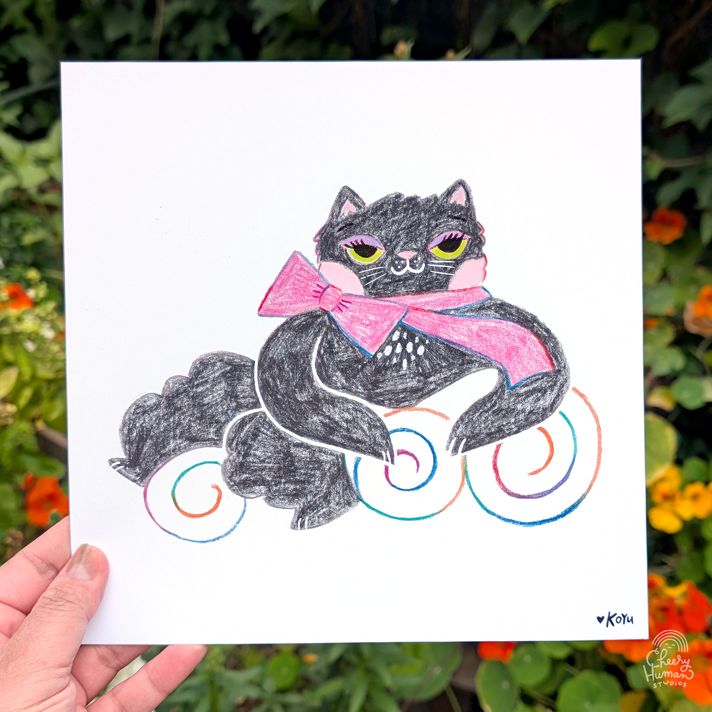 Fancy Black Cat - Art Print