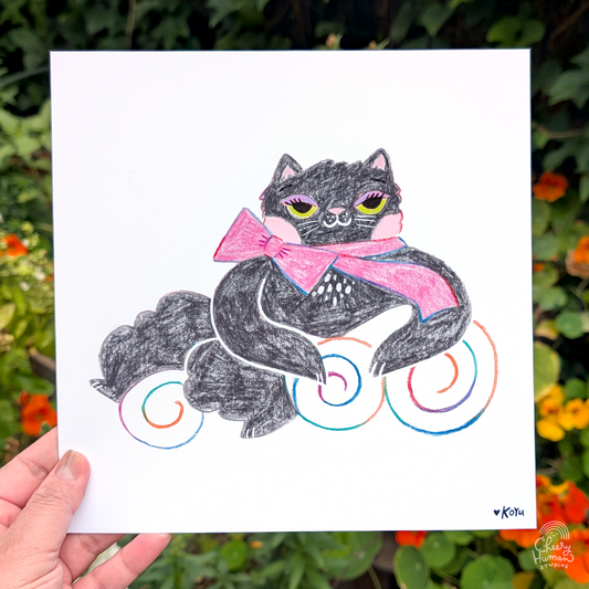 Fancy Black Cat - Art Print