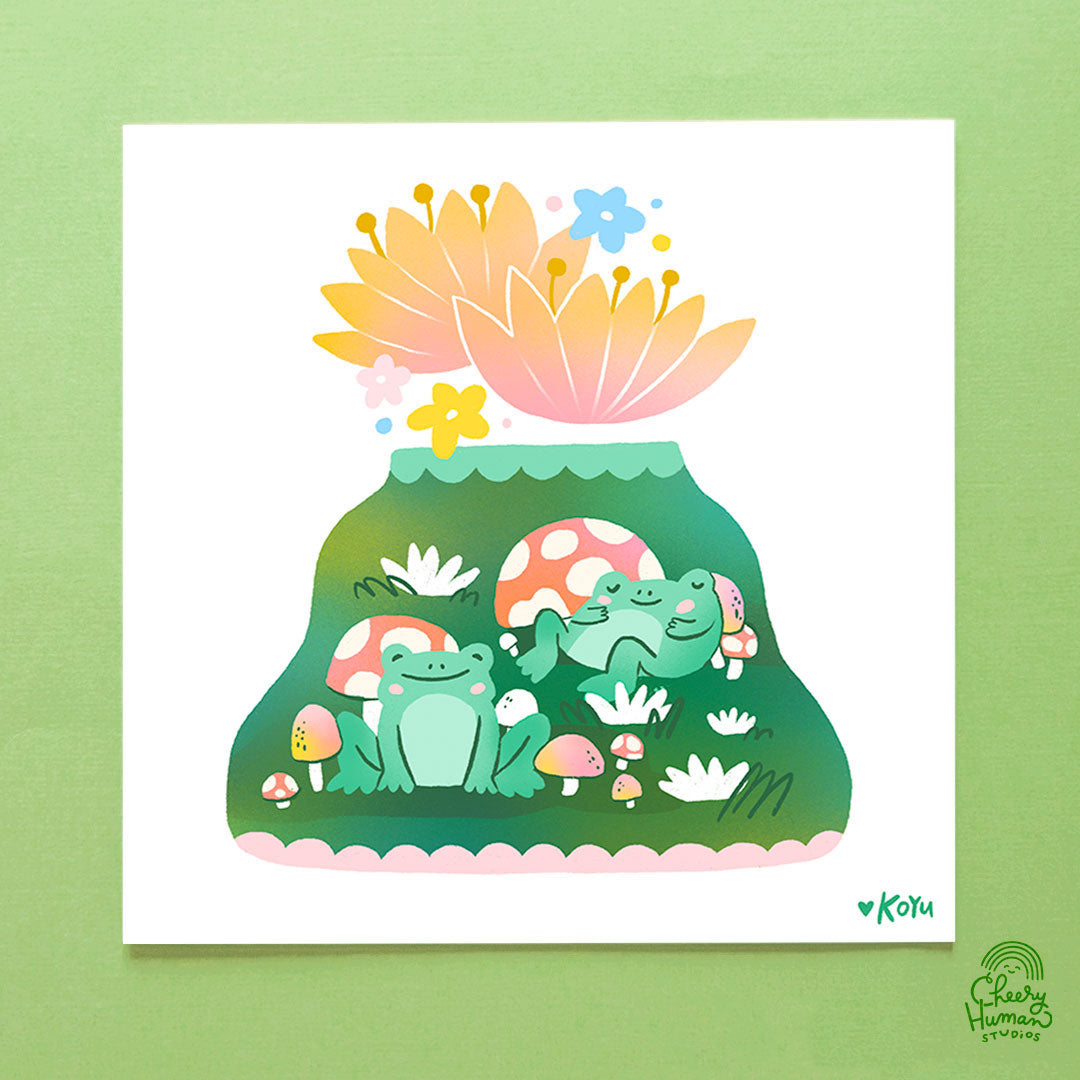Frogs & Mushrooms - Art Print
