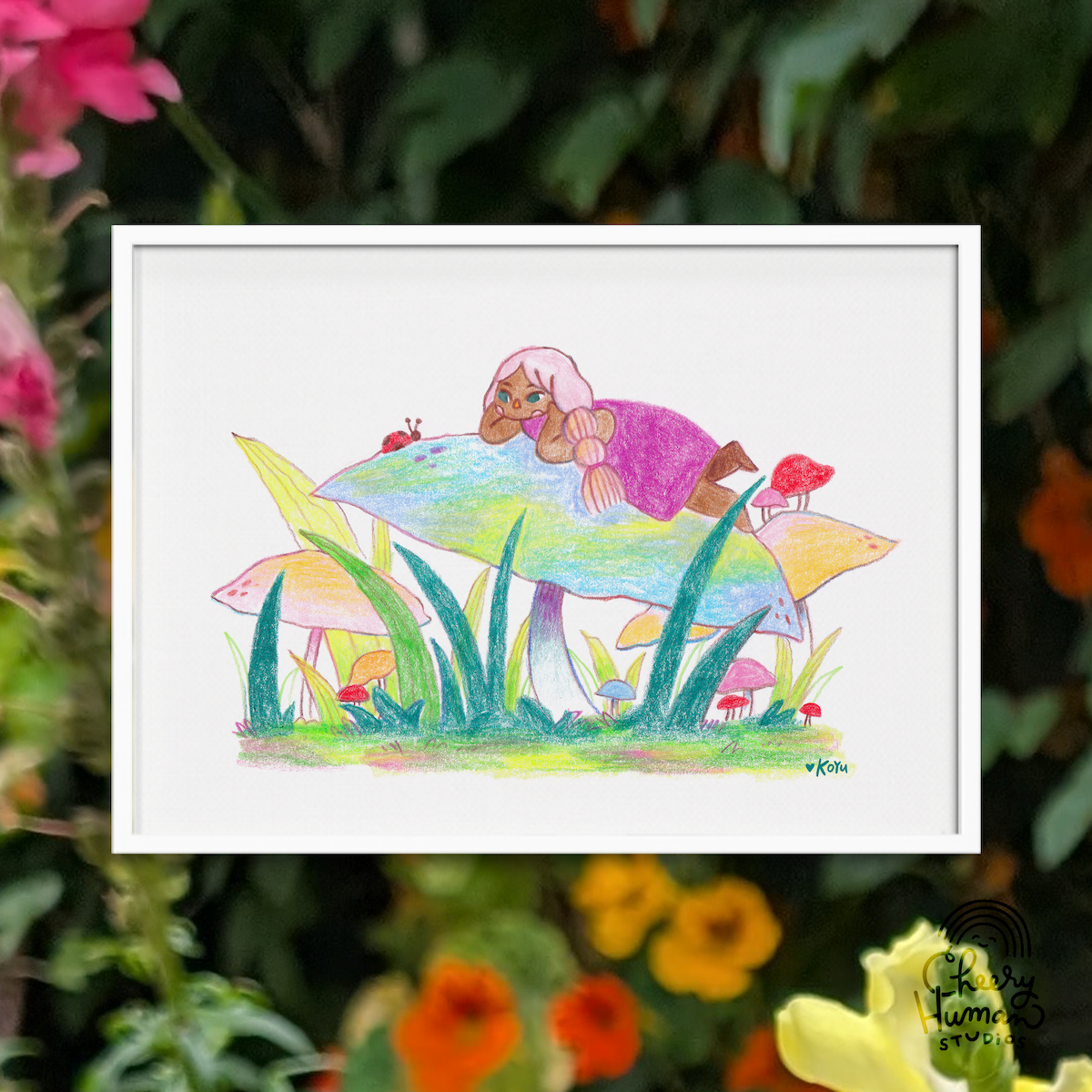 Mushroom Grove: Ladybug - 7x5 Art Print
