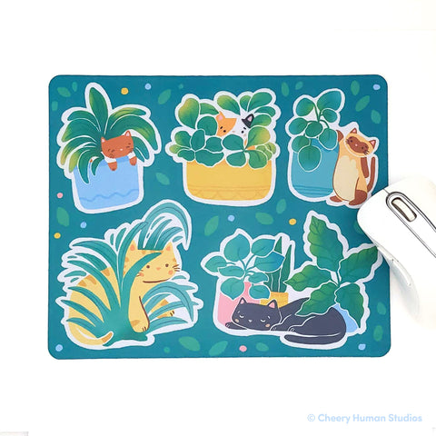 Cats & Plants Mouse Pad ✺ Cute Cat Mouse Mat
