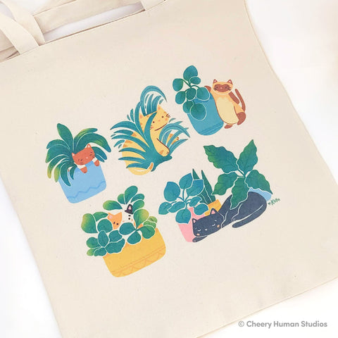 Cats & Plants - Canvas Tote Bag
