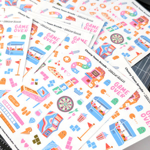 Cheery Town Arcade - Decorative Sticker Sheet | Single Sticker Sheet or Pack of 5