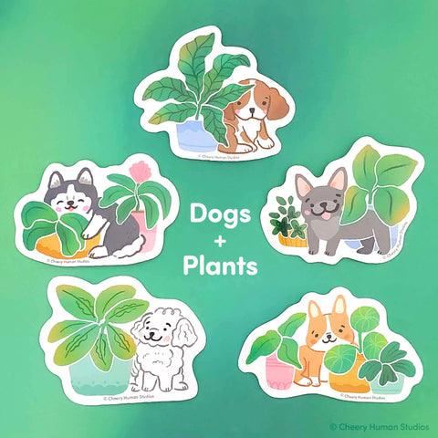 Dogs & Plants - Handmade Vinyl Stickers