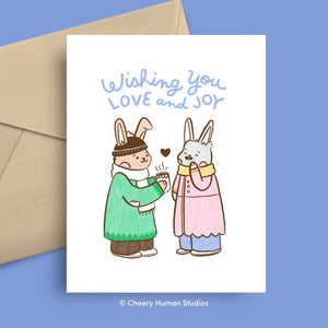 Love and Joy Bunnies - Greeting Card ✺ Christmas ✺ Holiday